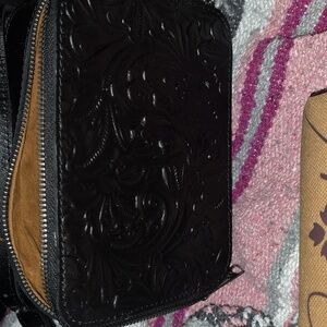 Patricia Nash Black Embossed Leather Bag